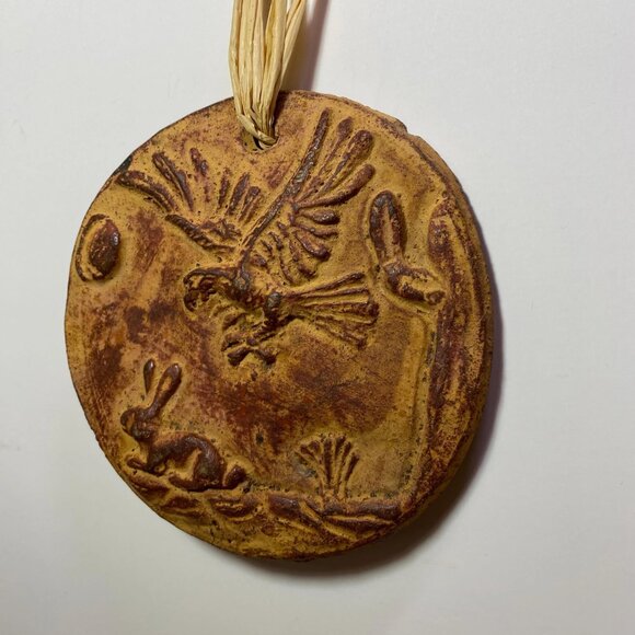 Mexican Clay Wall Hanging Rustic Pottery Sun Eagle Rabbit Vintage Folk Art Decor - Picture 4 of 6